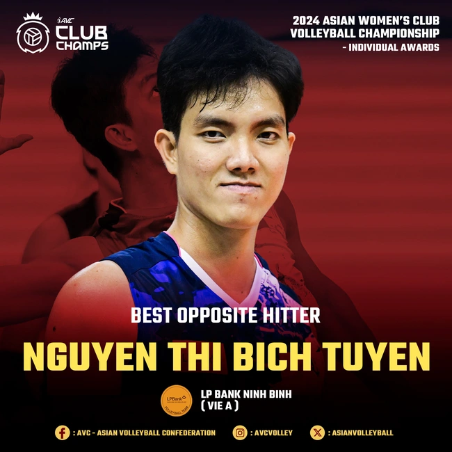 Bích Tuyền được bầu là &quot;Đối chuyền xuất sắc nhất&quot; tại AVC Club 2024